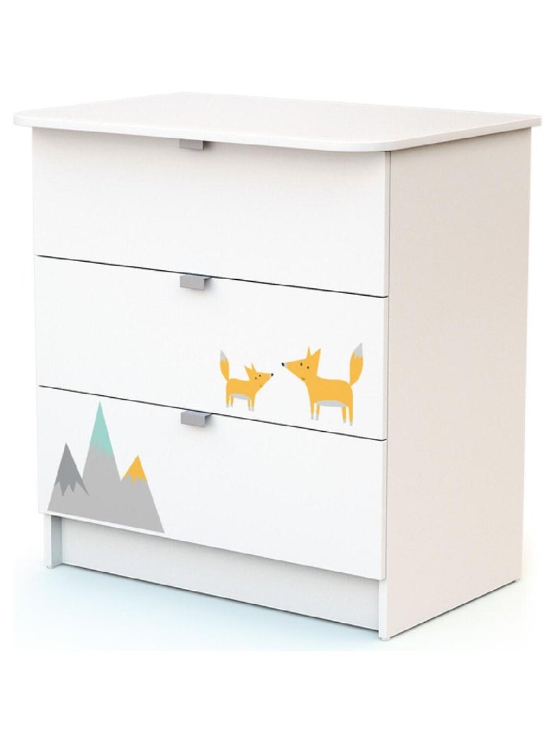 WEBABY - Lettino bambini e cassettiera fasciatoio RENARD legno ALBA - Bianco - 60 x 120 Bianco Arancio - Kiabi