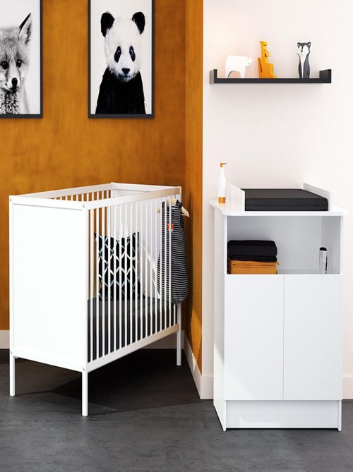 WEBABY - Lettino bambini legno - Bianco - 60 x 120 - 124 x 64,5 x 82 cm ALBA - Kiabi
