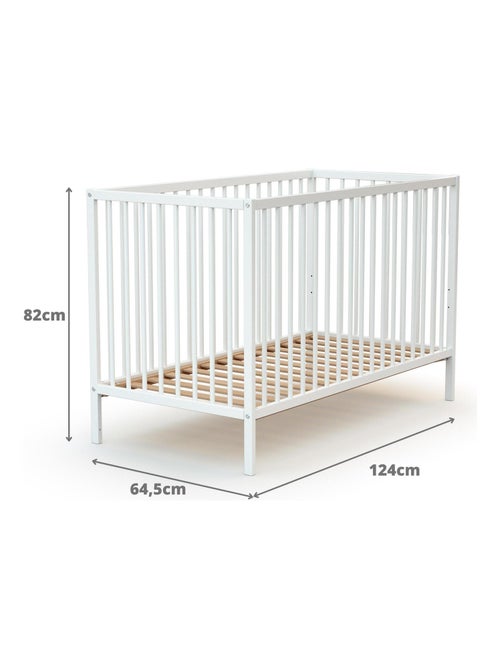 WEBABY - Lettino bambini legno - Bianco - 60 x 120 - 124 x 64,5 x 82 cm ONE - Kiabi