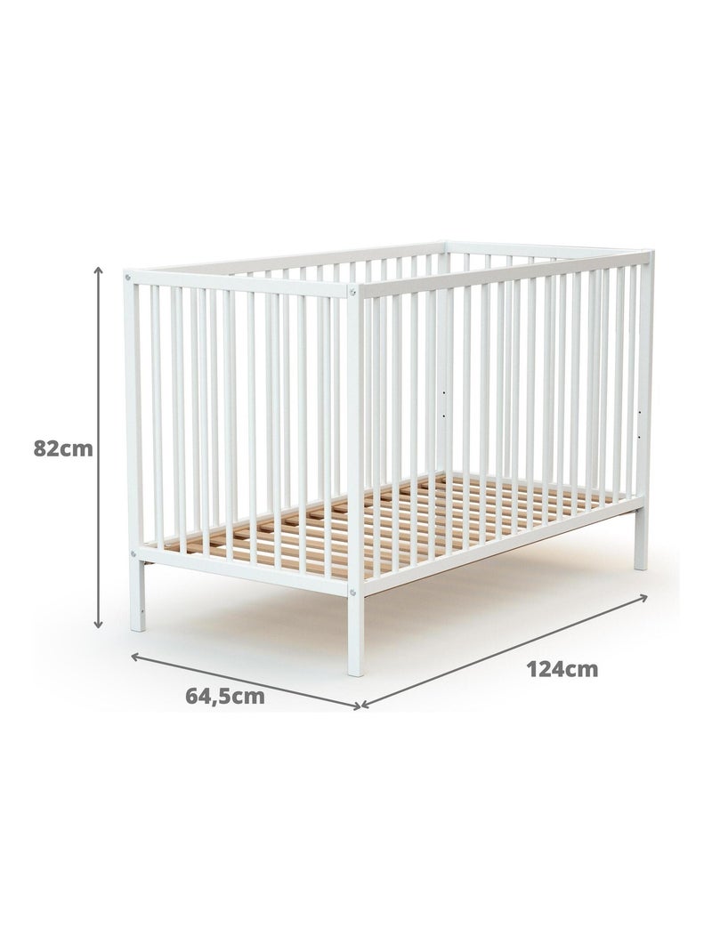 WEBABY - Lettino bambini legno - Bianco - 60 x 120 - 124 x 64,5 x 82 cm ONE Bianco - Kiabi