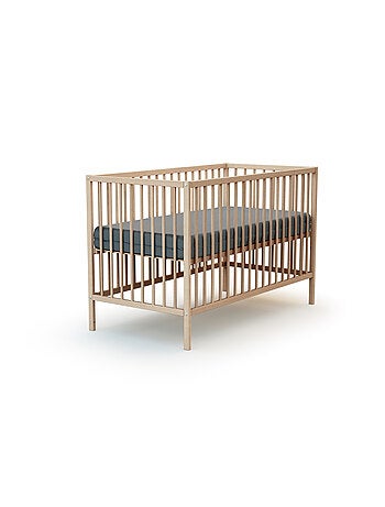 WEBABY - Lettino bambini legno - Faggio natural - 60 x 120 - 124 x 64,5 x 82 cm ONE