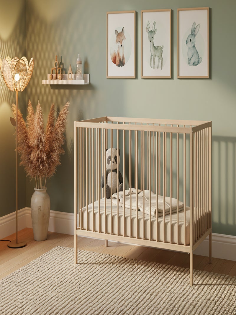 WEBABY - Lettino bambini legno - Faggio natural - 60 x 120 - 124 x 64,5 x 82 cm ONE Marrone nocciola - Kiabi