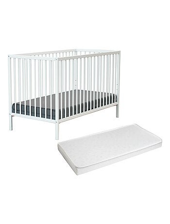 WEBABY - Lettino bambini legno ONE - Bianco - 60 x 120 - 124 x 64,50 x 82 cm