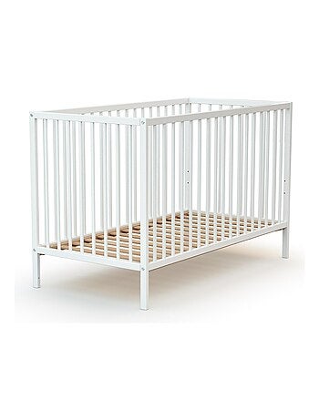 WEBABY - Lettino bambini legno ONE - Bianco - 60 x 120 - 124 x 64,50 x 82 cm