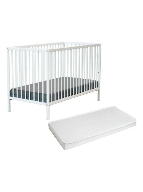 WEBABY - Lettino bambini legno ONE - Bianco - 60 x 120 - 124 x 64,50 x 82 cm - Kiabi
