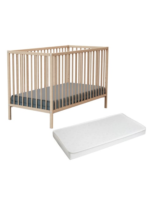 WEBABY - Lettino bambini legno ONE - Faggio natural - 60 x 120 - 124 x 64,50 x 82 cm - Kiabi