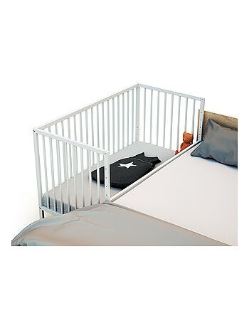 WEBABY - Lettino bambini neonato co-sleeping legno - Bianco - 60 x 120 - 124 x 64,5 x 81 cm LIO