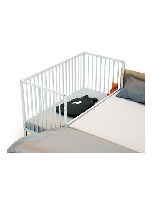 WEBABY - Lettino bambini neonato co-sleeping legno - Bianco - 60 x 120 - 124 x 64,5 x 81 cm LIO - Kiabi