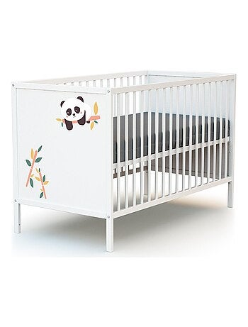 WEBABY - Lettino bambini PANDA legno - Bianco - 60 x 120 - 124 x 64,5 x 82 cm ALBA