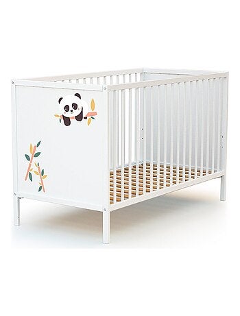 WEBABY - Lettino bambini PANDA legno - Bianco - 60 x 120 - 124 x 64,5 x 82 cm ALBA