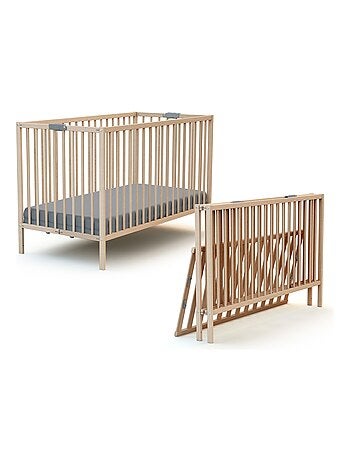 WEBABY - Lettino bambini pieghevole legno - Bianco - 60 x 120 - 124 x 64,5 x 82 cm FLEX