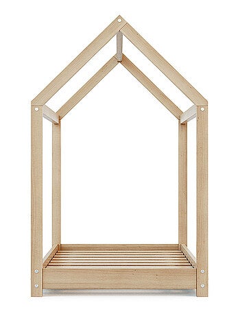 WEBABY - Lettino Cabane bambini legno Cabana - Marrón - 70 x 140 - 145 x 77 x 124 cm
