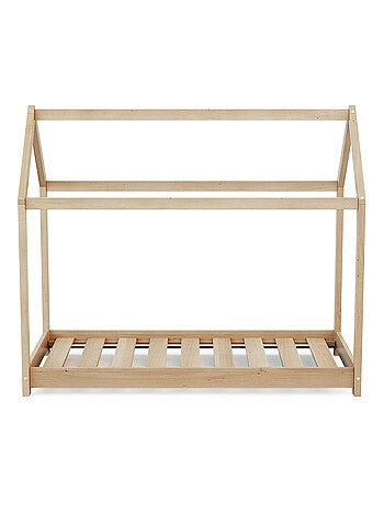 WEBABY - Lettino Cabane bambini legno Cabana - Marrón - 70 x 140 - 145 x 77 x 124 cm