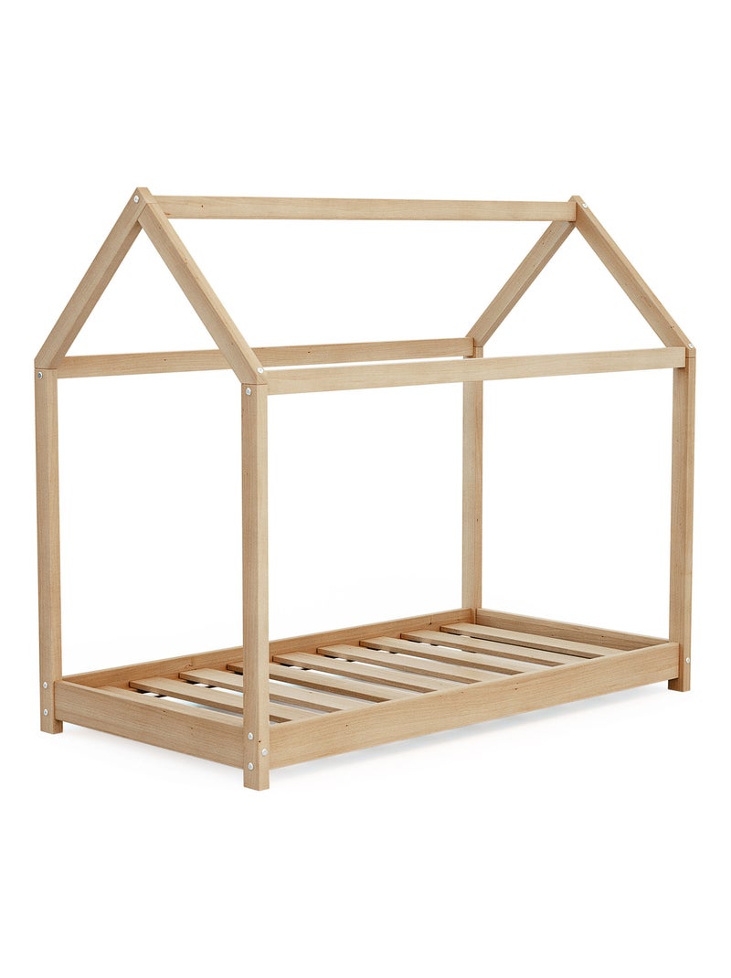 WEBABY - Lettino Cabane bambini legno Cabana - Marrón - 70 x 140 - 145 x 77 x 124 cm Marrone - Kiabi