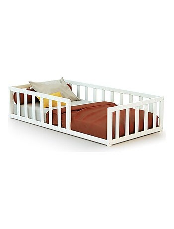 Webaby - letto per bambini a terra in legno - bianco - 70 x 140 - 144 x 75 x 35 cm - kaïa