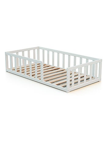 Webaby - letto per bambini a terra in legno - bianco - 70 x 140 - 144 x 75 x 35 cm - kaïa
