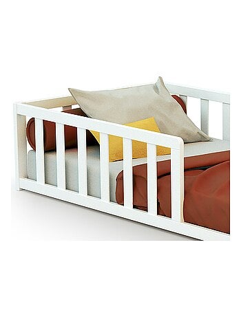 Webaby - letto per bambini a terra in legno - bianco - 70 x 140 - 144 x 75 x 35 cm - kaïa