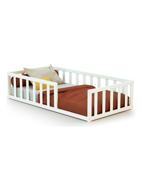Webaby - letto per bambini a terra in legno - bianco - 70 x 140 - 144 x 75 x 35 cm - kaïa - Kiabi Webaby - letto per bambini a terra in legno - bianco - 70 x 140 - 144 x 75 x 35 cm - kaïa - Kiabi