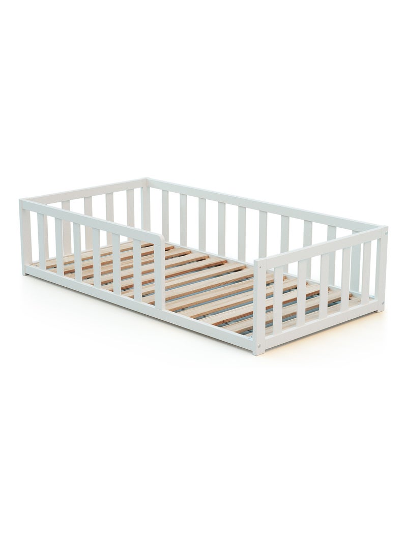 Webaby - letto per bambini a terra in legno - bianco - 70 x 140 - 144 x 75 x 35 cm - kaïa Bianco - Kiabi