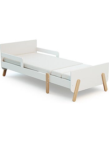 WEBABY - Letto per bambini estensibile in legno 80x140-165-190 PIRATE con materasso - Bianco