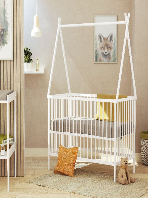 WEBABY - Letto teepee bambini legno ONE - Bianco- 60 x 120 - 129 x 65,6 x 167,2 cm - Kiabi