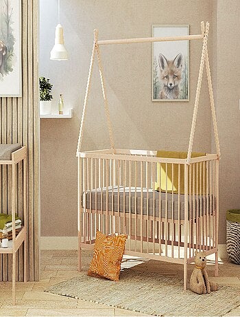 WEBABY - Letto teepee bambini legno ONE - Faggio natural - 60 x 120 - 129 x 65,6 x 167,2 cm