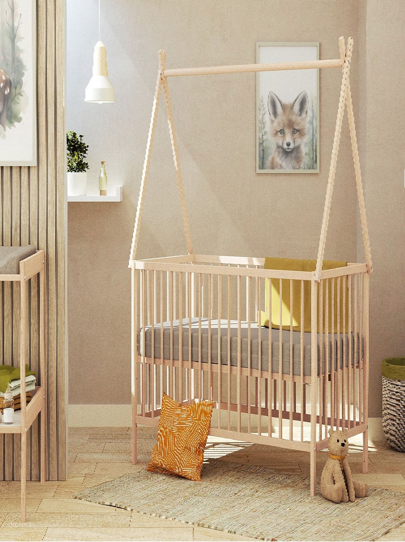 WEBABY - Letto teepee bambini legno ONE - Faggio natural - 60 x 120 - 129 x 65,6 x 167,2 cm Marrone nocciola - Kiabi