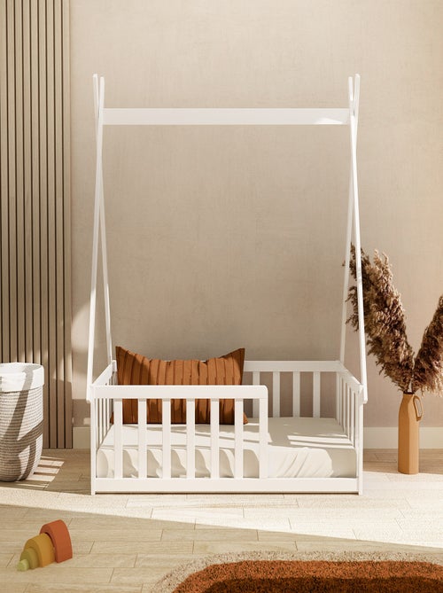 Webaby - letto tepee a terra legno - bianco - 70 x 140 - 149 x 77 x 136 cm - Kiabi
