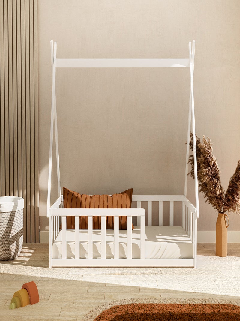 Webaby - letto tepee a terra legno - bianco - 70 x 140 - 149 x 77 x 136 cm Bianco - Kiabi