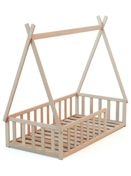WEBABY - Letto tepee a terra legno - Faggio natural - 70 x 140 - 149 x 77 x 136 cm - Kiabi