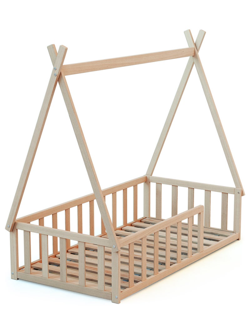 WEBABY - Letto tepee a terra legno - Faggio natural - 70 x 140 - 149 x 77 x 136 cm Marrone nocciola - Kiabi