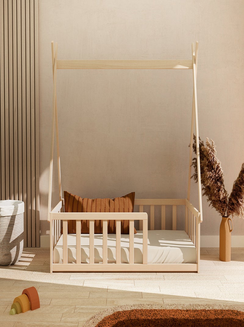 WEBABY - Letto tepee a terra legno - Faggio natural - 70 x 140 - 149 x 77 x 136 cm Marrone nocciola - Kiabi