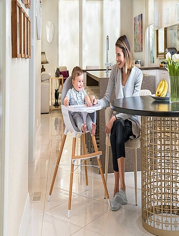 WEBABY - Seggiolone pappa evolutivo - Blanco/Gris - 59 x 57 x 96 cm