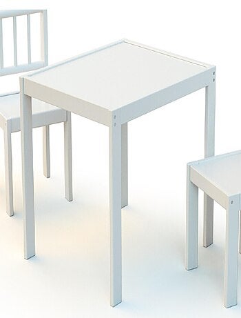 WEBABY - Tavolo per bambini legno - Bianco - 64 x 53 x 55 cm
