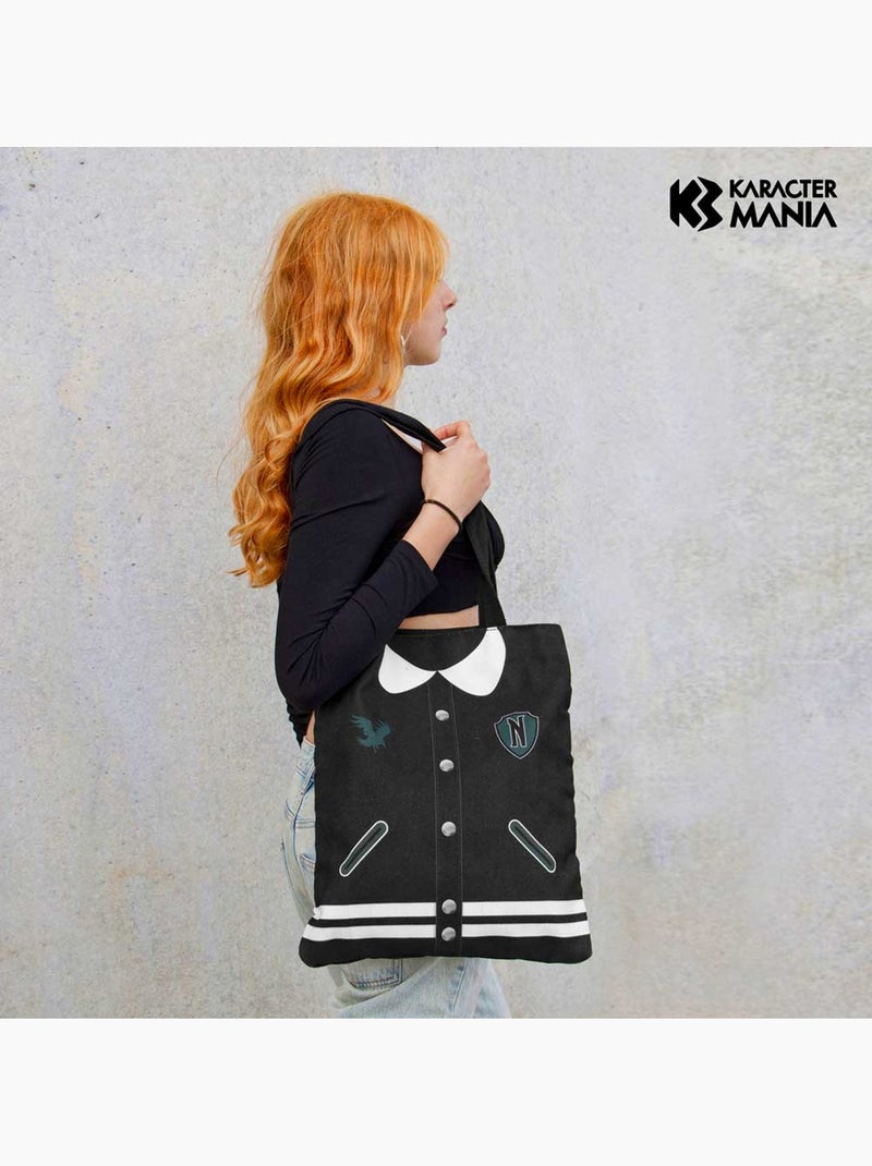 Wednesday Mercoledì Varsity Borsa della Spesa Shopping Bag, Nero Nero - Kiabi