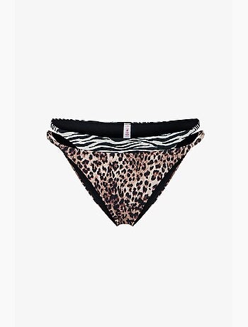 Wild slip bikini con lati a strati e stampa leopardata, vita media penti