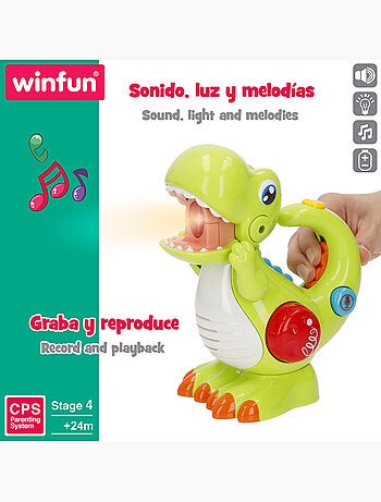 Winfun dinosauro giocattolo elettrico con registratore, luce e suono