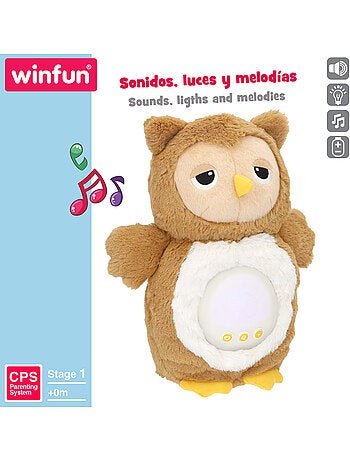 Winfun gufo di peluche con luci e suoni rilassanti