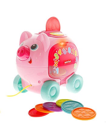 Winfun salvadanaio da tirare con luci, suoni e frasi in spagnolo e inglese