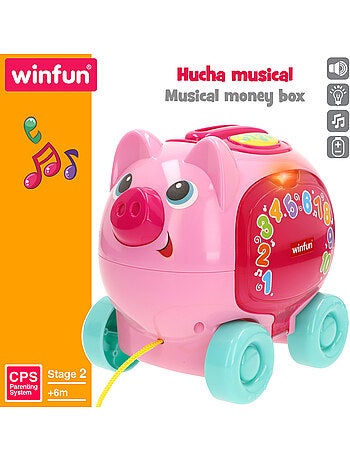 Winfun salvadanaio da tirare con luci, suoni e frasi in spagnolo e inglese
