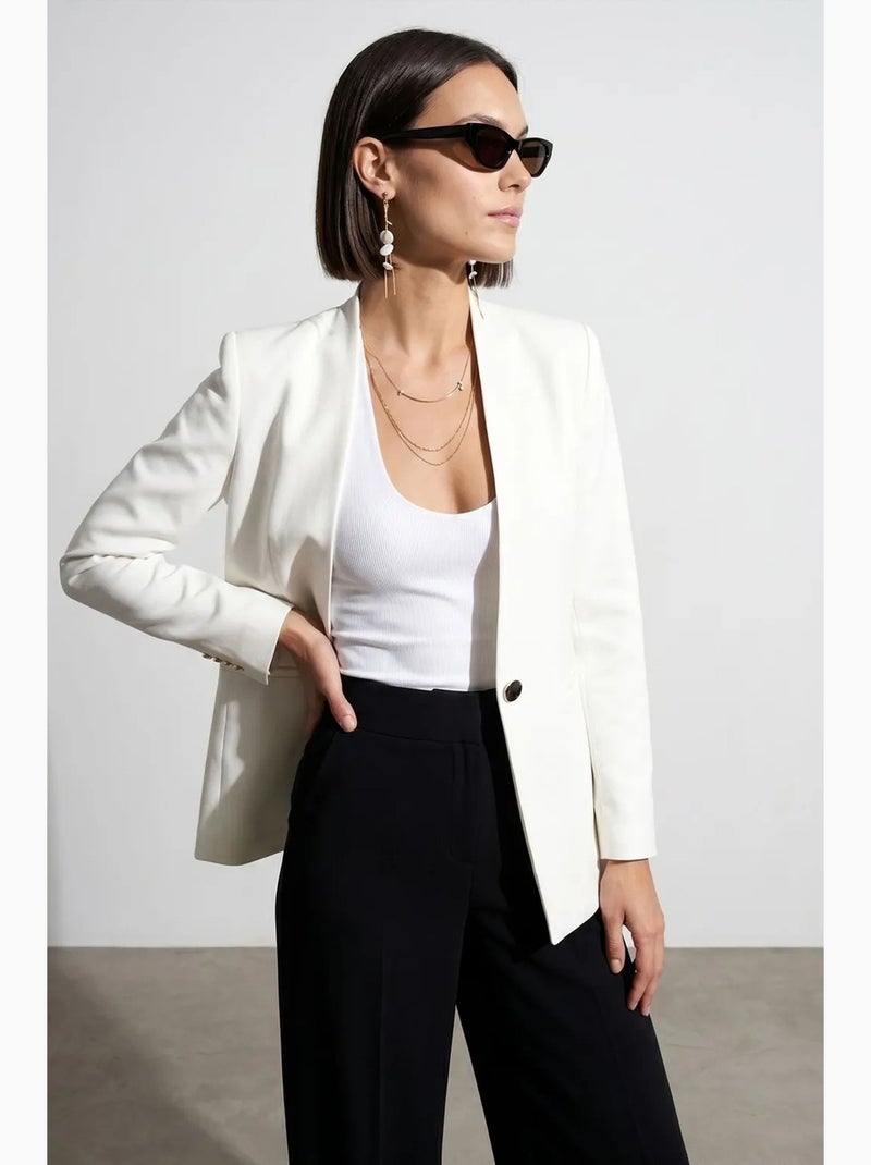 Women’s blazer jacket in crêpe slim fit dilvin Bianco sporco - Kiabi