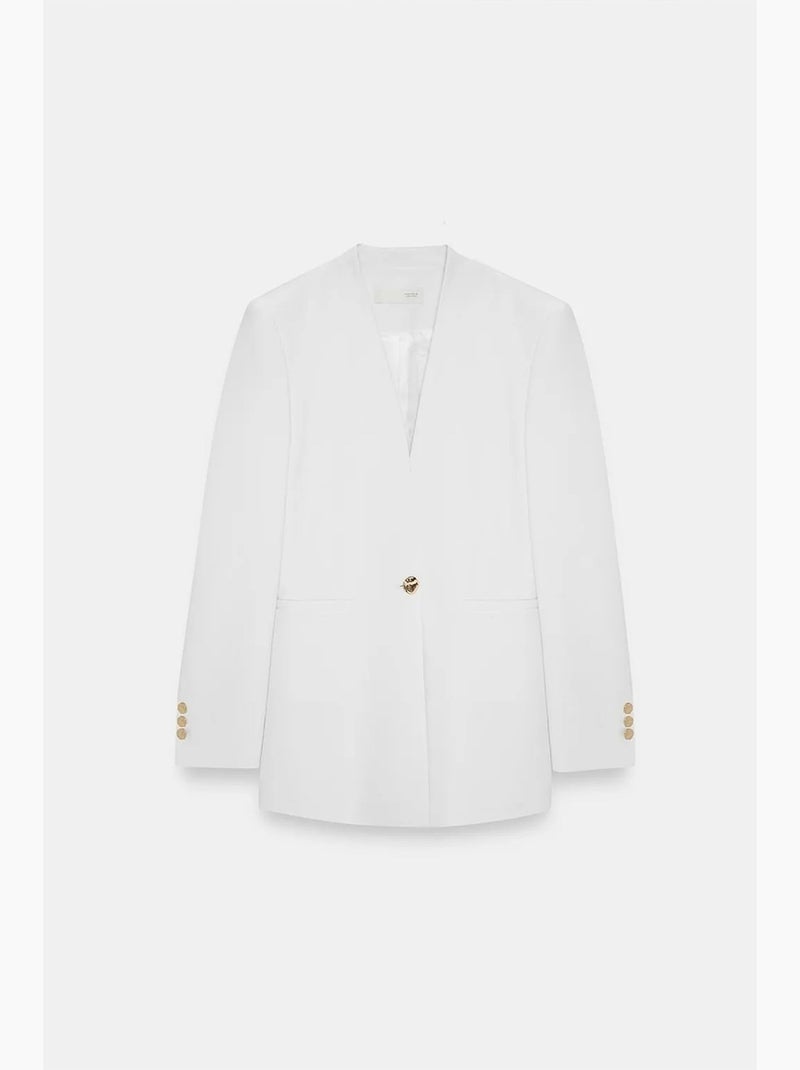 Women’s blazer jacket in crêpe slim fit dilvin Bianco sporco - Kiabi