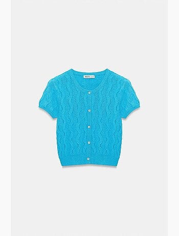 Women's cardigan corto jacquard con bottoni dilvin