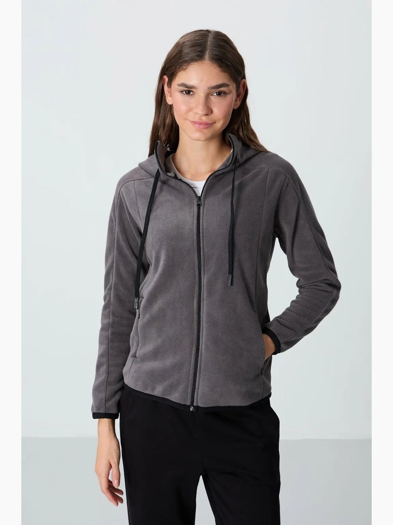 Women's felpa con cappuccio in peluche con zip tommy Grigio nero - Kiabi