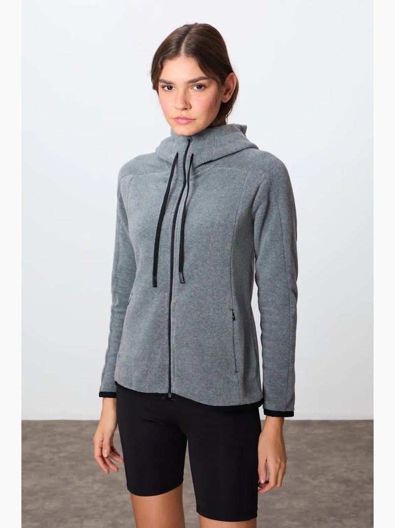 Women's felpa con cappuccio in peluche con zip tommy Grigio - Kiabi