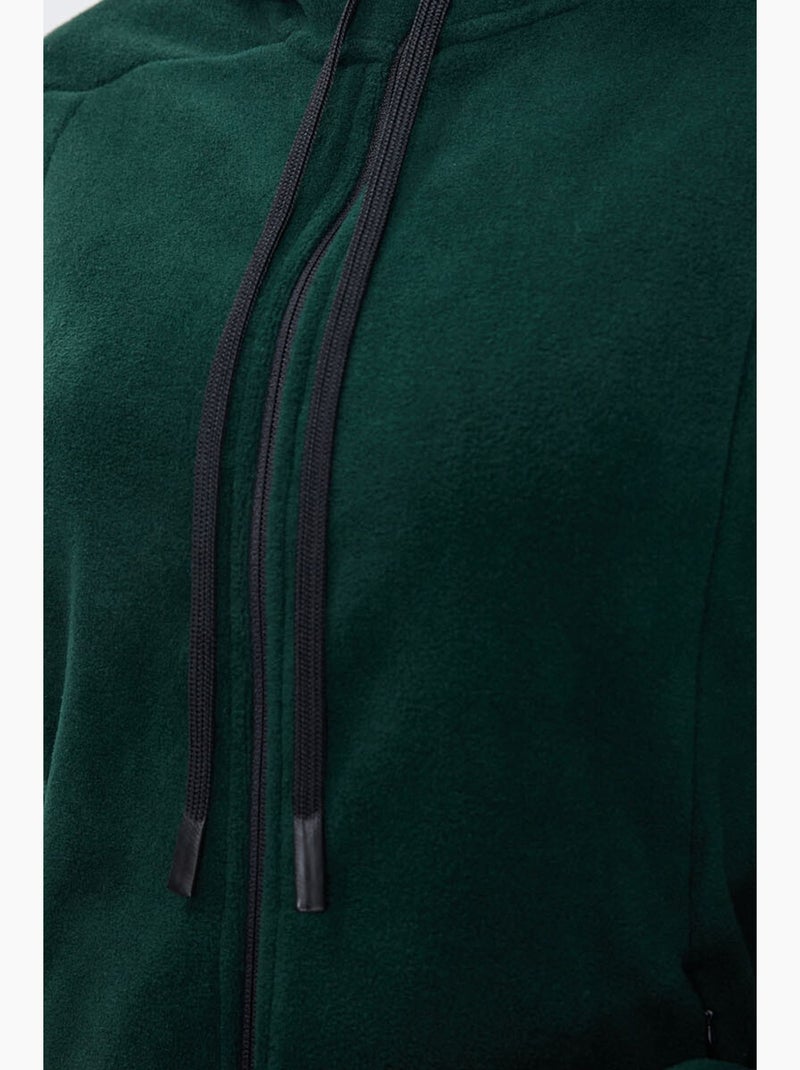Women's felpa con cappuccio in peluche con zip tommy Verde bottiglia - Kiabi