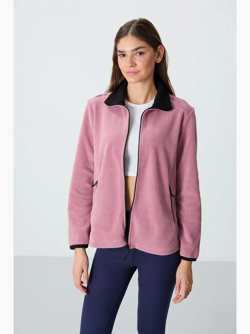 Women's felpa in peluche con zip tommy Rosa antico - Kiabi