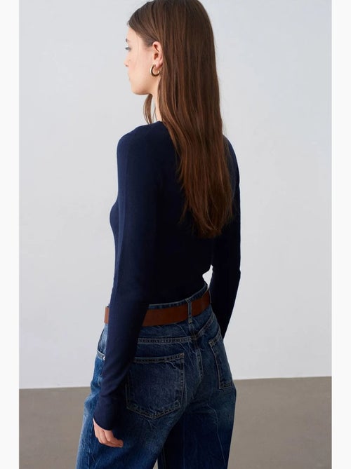 Women's maglione a coste con scollo a barca slim fit dilvin - Kiabi