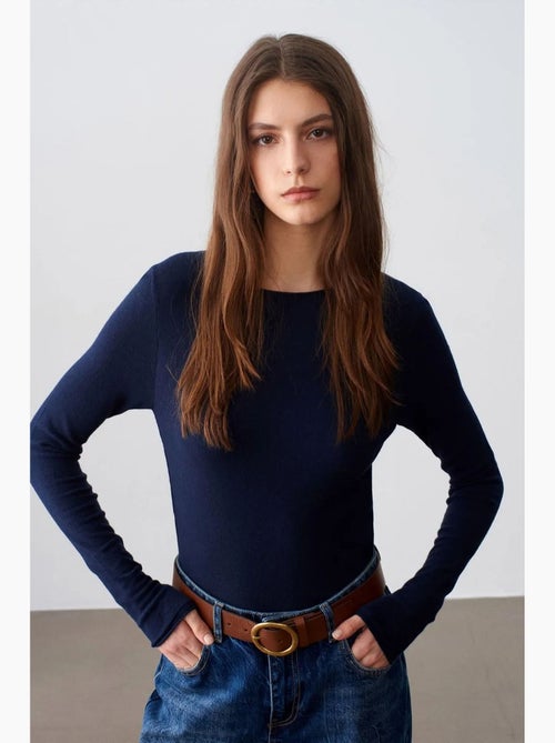 Women's maglione a coste con scollo a barca slim fit dilvin - Kiabi