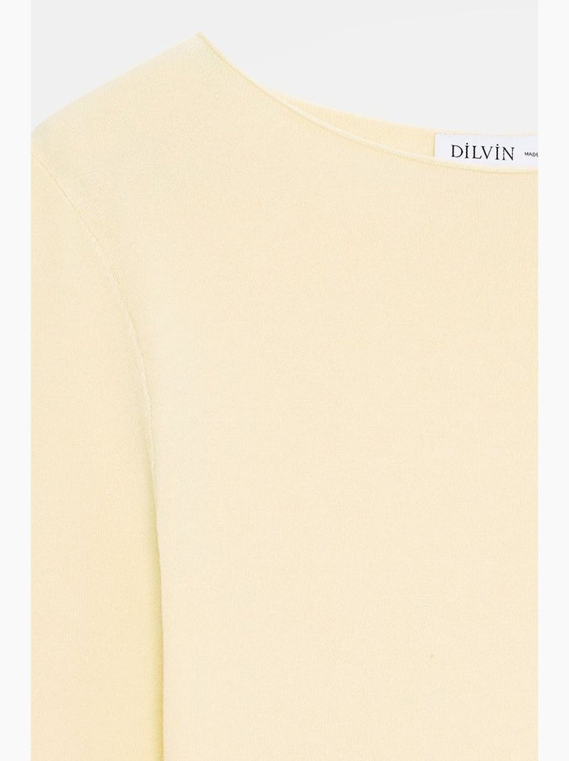 Women's maglione a coste con scollo a barca slim fit dilvin Ecru - Kiabi